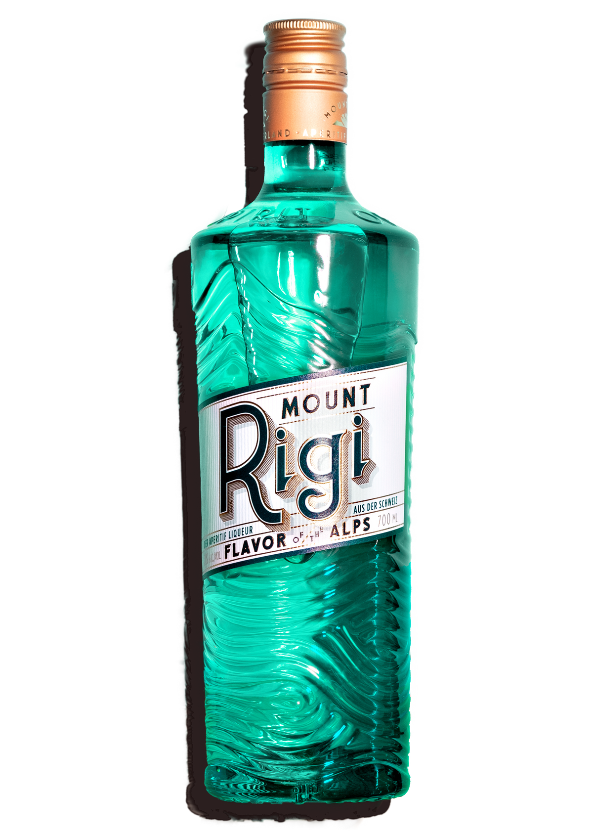 750 ml bottle of Mount Rigi, the Swiss aperitif made with Kirsch, elderflower and lemon balm